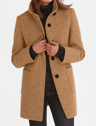 Button-Front Tailored Midi Coat