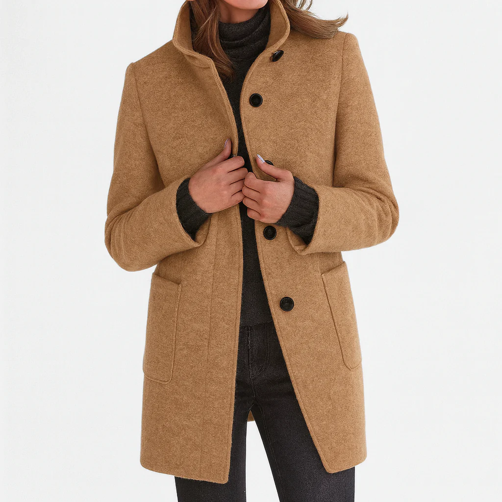 Button-Front Tailored Midi Coat