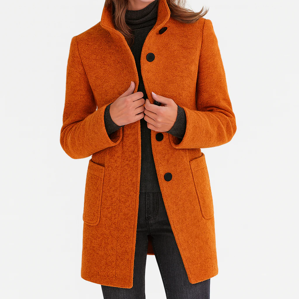 Button-Front Tailored Midi Coat