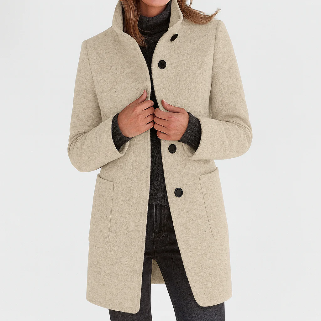 Button-Front Tailored Midi Coat