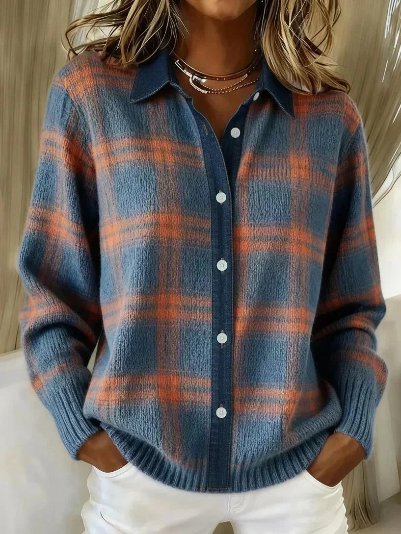 Haley | Cozy Plaid Knit Cardigan