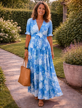 Floral V-Neck Maxi Dress