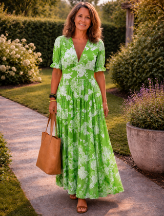 Floral V-Neck Maxi Dress