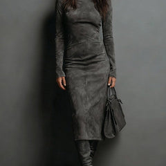 Elegant Suede Maxi Dress
