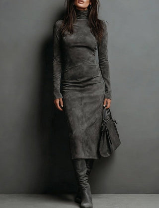 Elegant Suede Maxi Dress