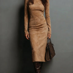Elegant Suede Maxi Dress