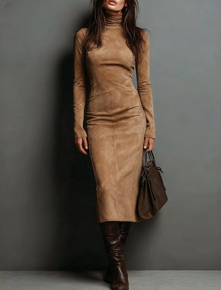 Elegant Suede Maxi Dress