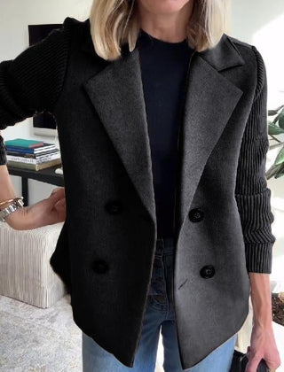 Elegant Knit-Sleeve Blazer