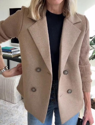 Elegant Knit-Sleeve Blazer