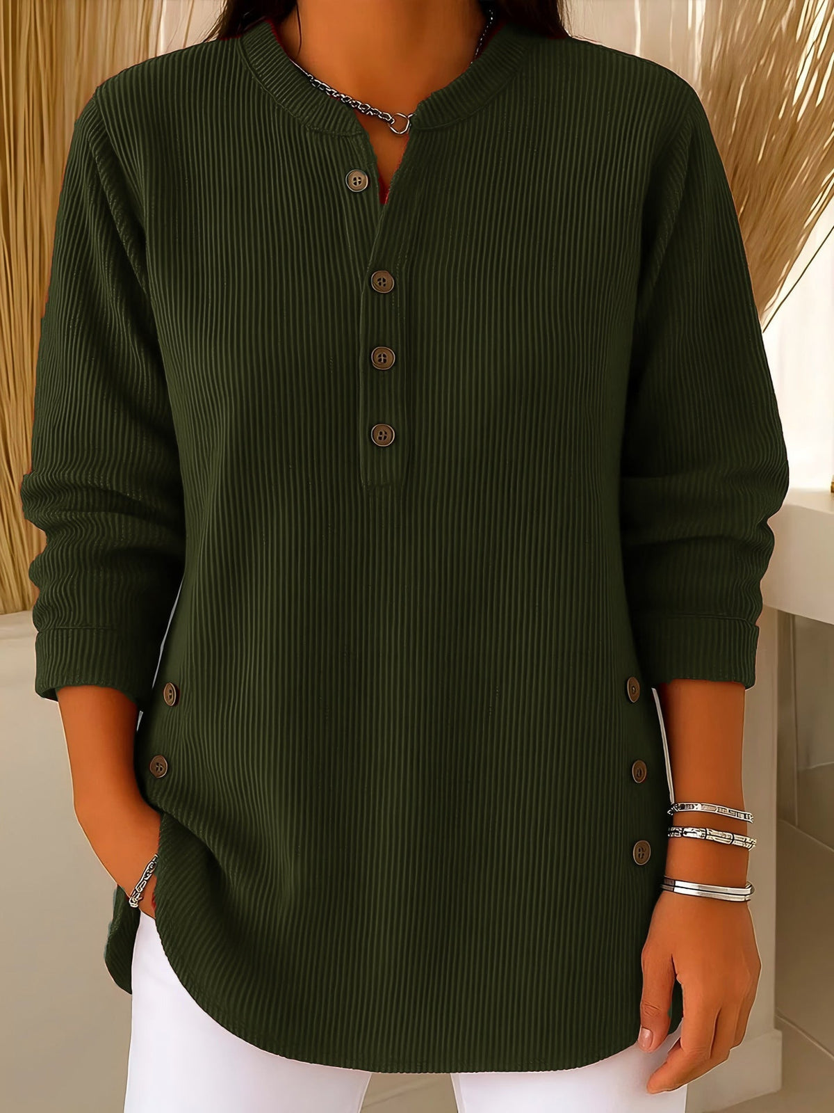 Renata | Ribbed Button Detail Tunic