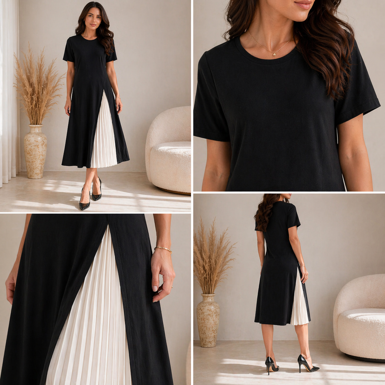 Monica | Midi Dress with a Pleated Panel