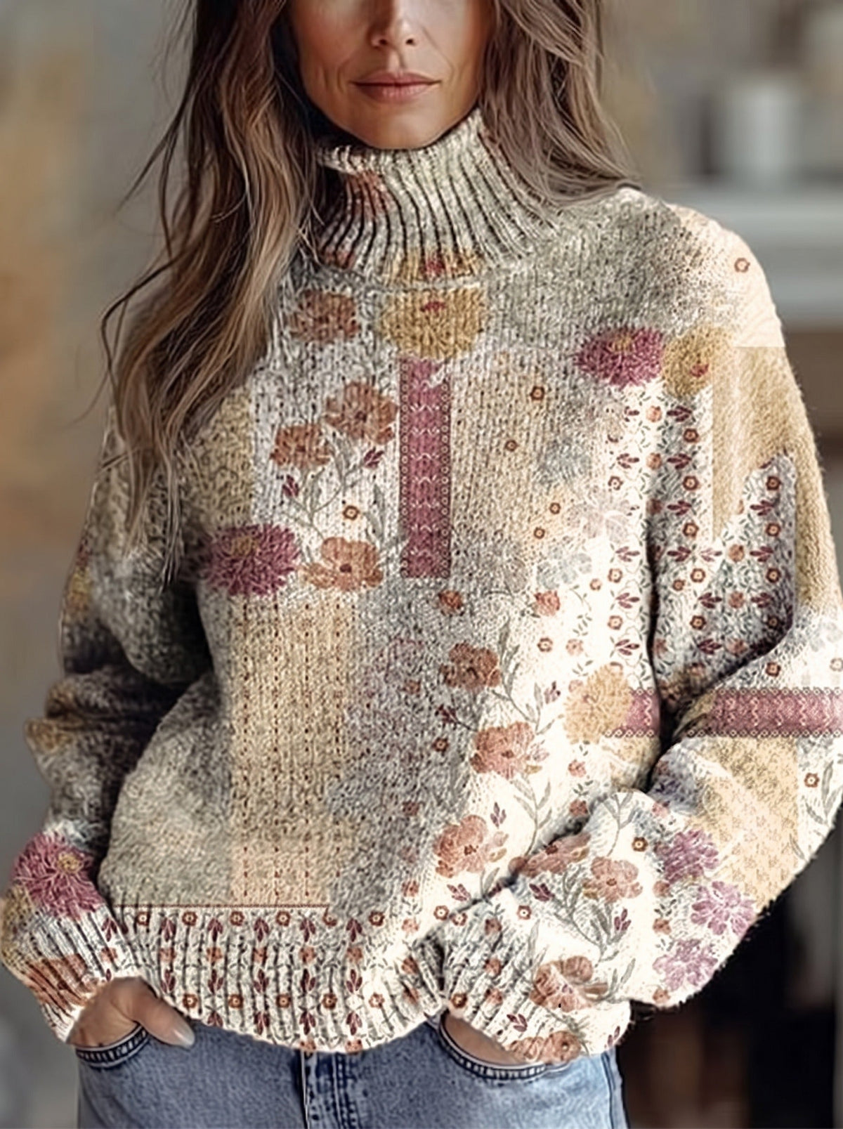 Patchwork Garden Turtleneck