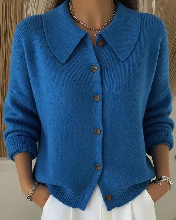 Adele | Classic Collared Knit Cardigan