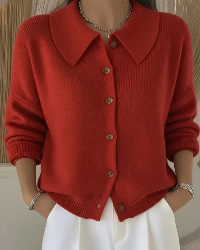 Adele | Classic Collared Knit Cardigan