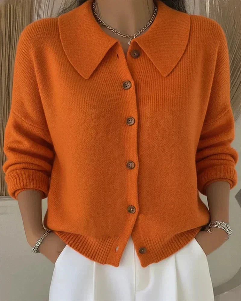 Adele | Classic Collared Knit Cardigan