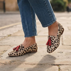 Moccasin — Cream Polka Dots, Red Tassels
