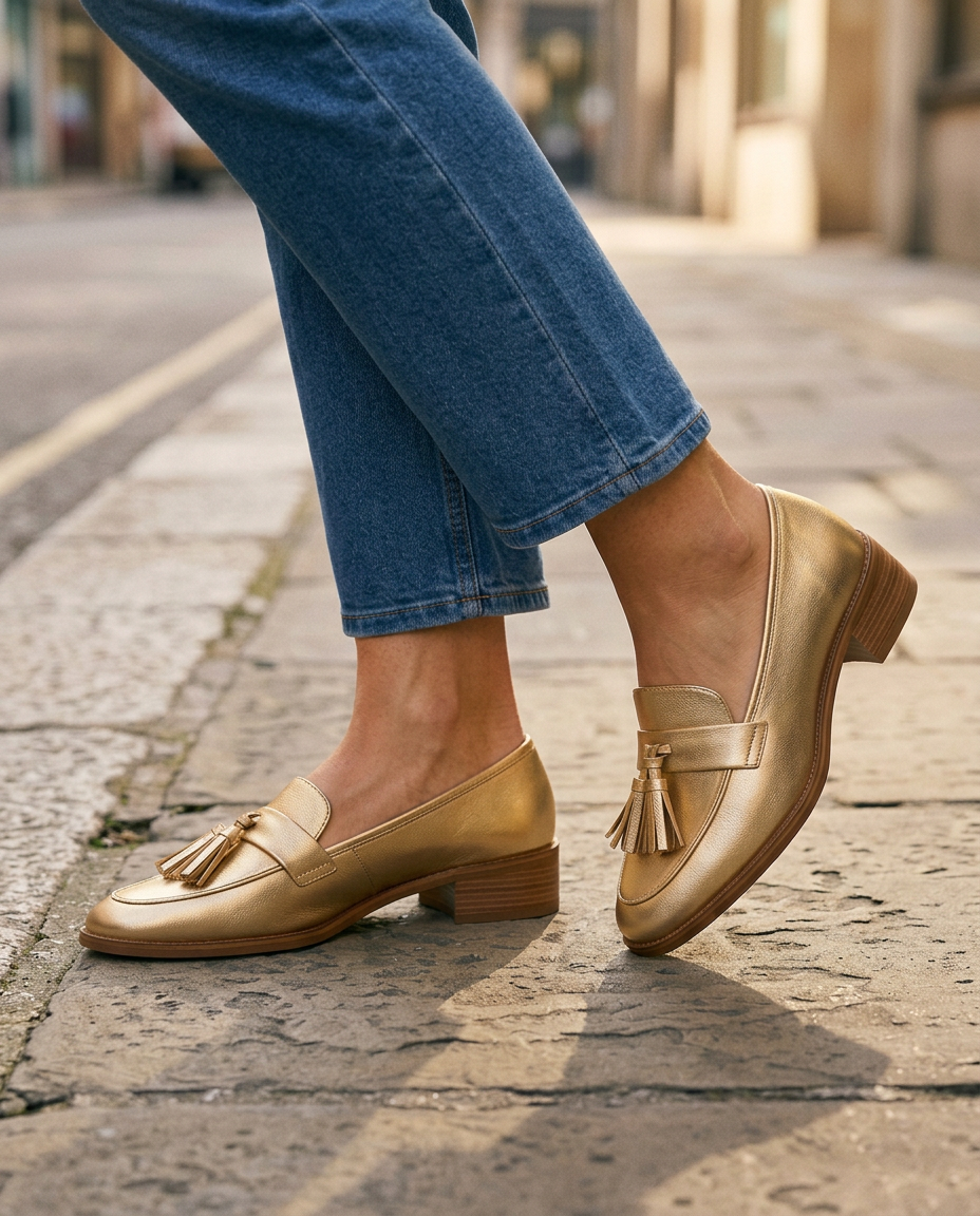 Moccasin — Gold with Tassels