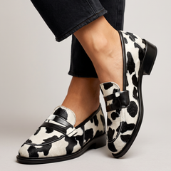 Moccasin — Cow Print with Penny Loafer