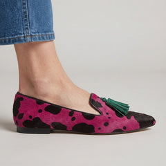 Moccasin — Fuchsia Cow, Green Tassels