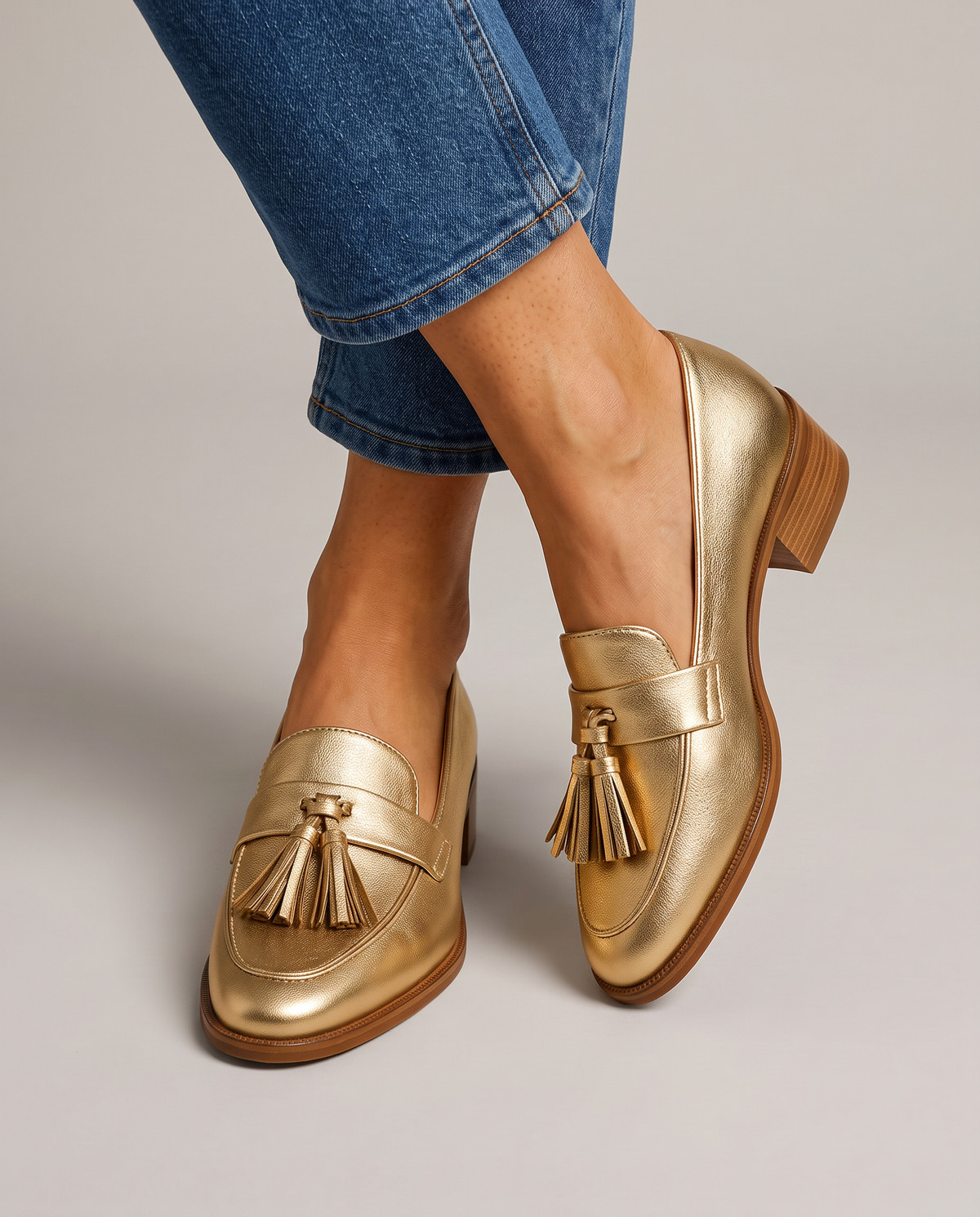 Moccasin — Gold with Tassels