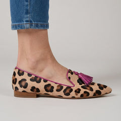 Loafers — Leopard Print, Fuchsia Tassels