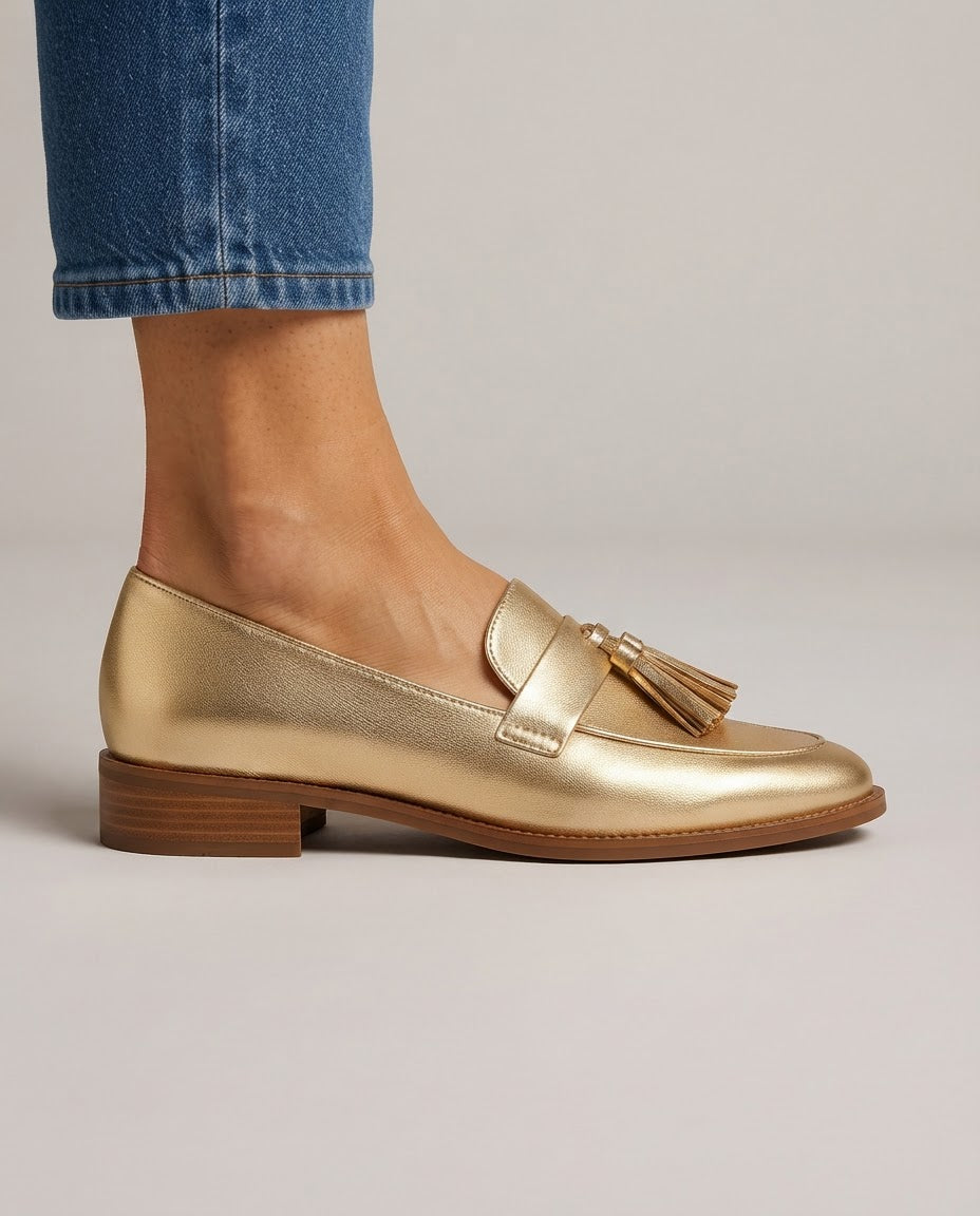 Moccasin — Gold with Tassels