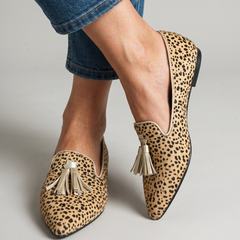 Moccasin — Cheetah, Light Gold Tassels