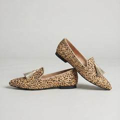 Moccasin — Cheetah, Light Gold Tassels