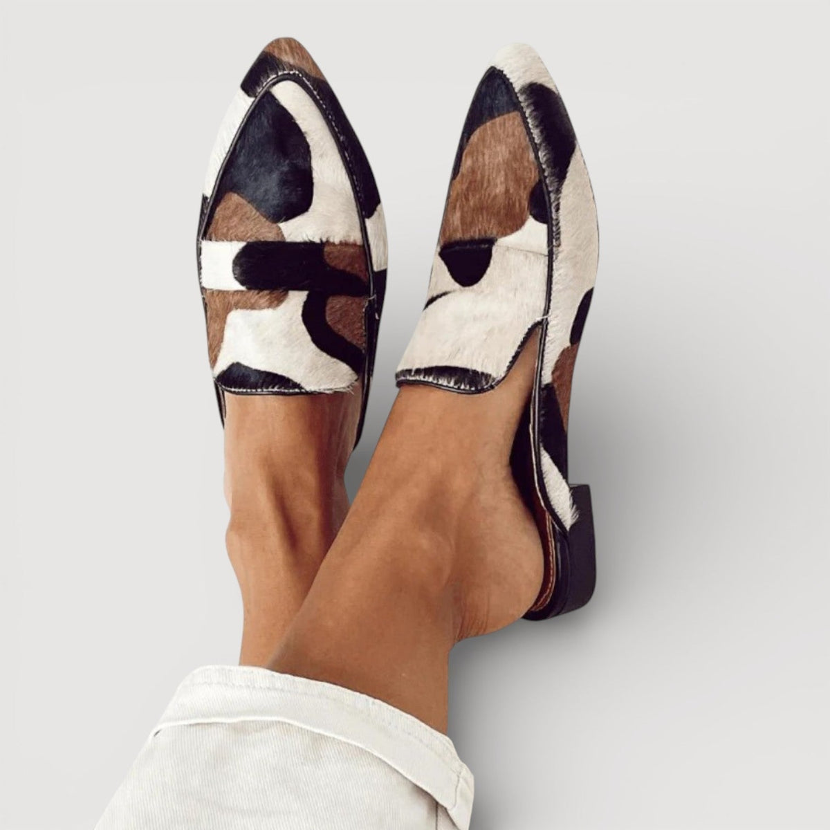 Comfortable Moccasins with Cow Print