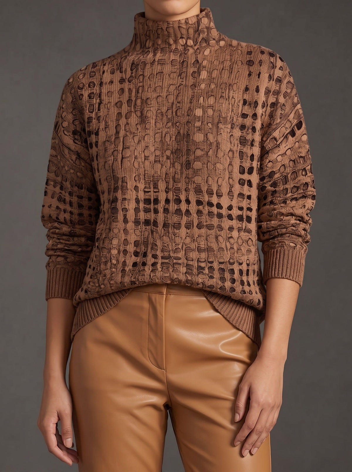 Chestnut Lattice Turtleneck