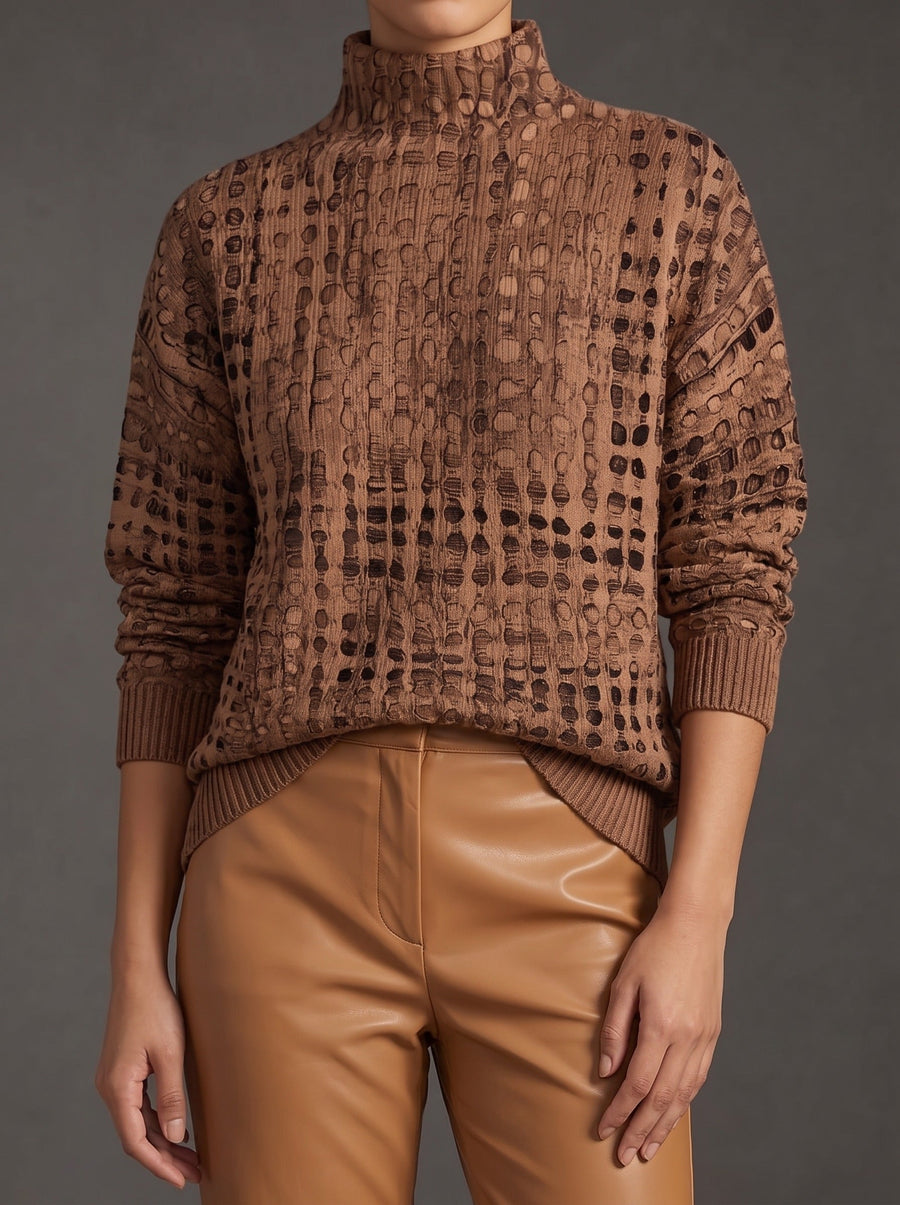 Chestnut Lattice Turtleneck