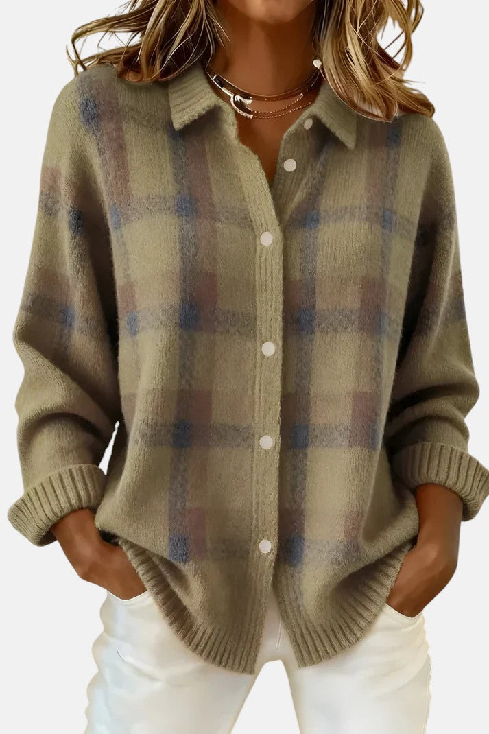 Elegant Plaid Cardigan