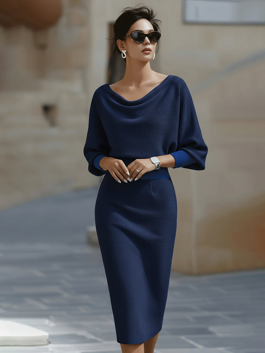Draped Batwing-Sleeve Dress for Women