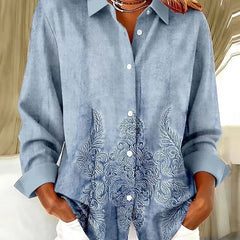 Vintage Botanical Print Button Blouse