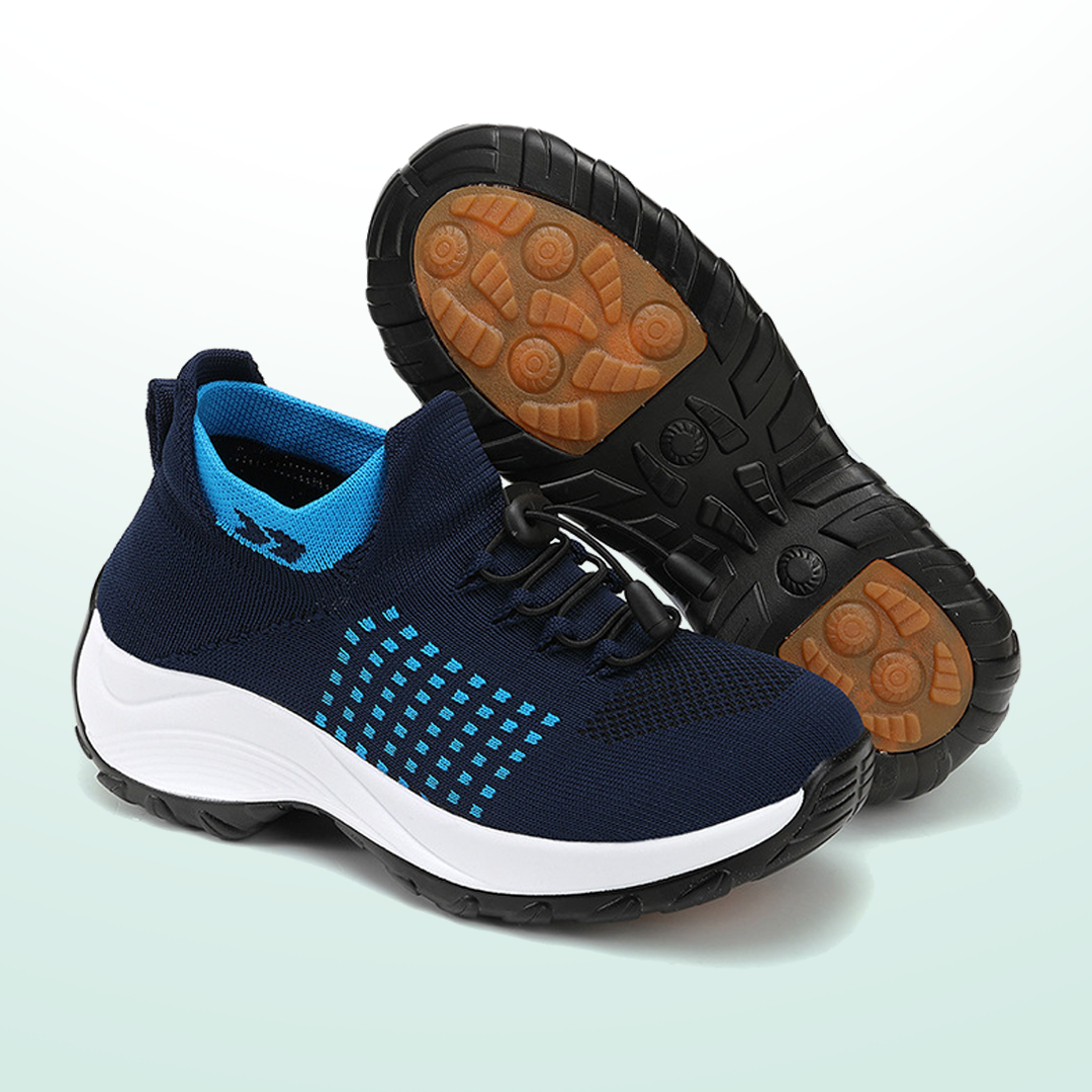 Orthopedic Knit Fabric Shoes in Blue & Navy Blue