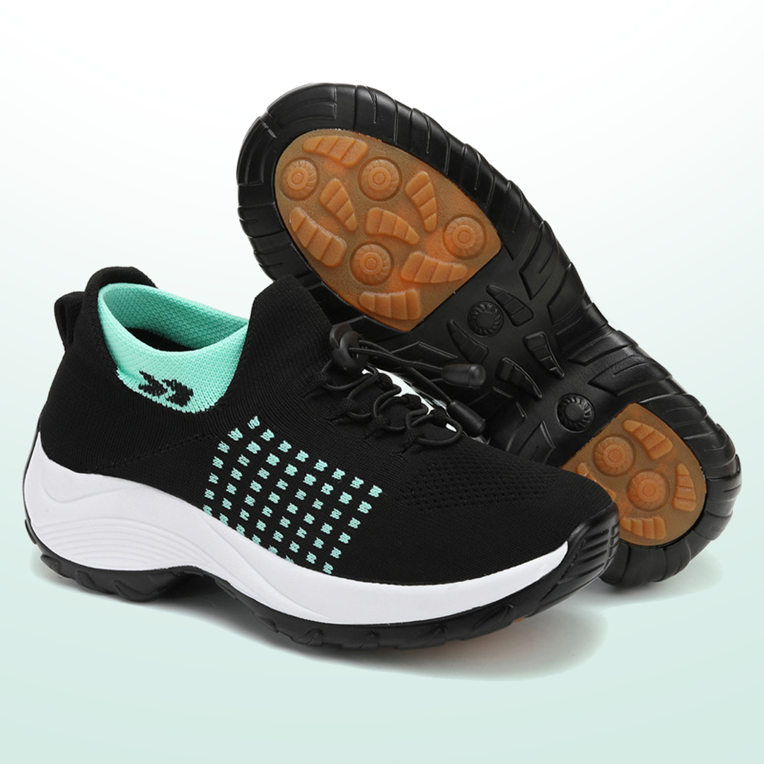Orthopedic Knit Fabric Shoes in Green & Black