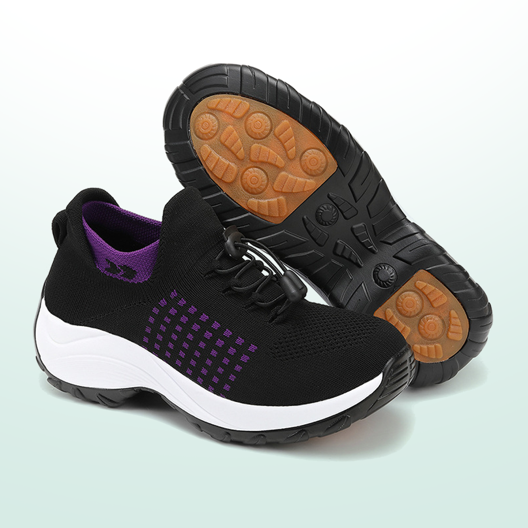 Orthopedic Knit Fabric Shoes in Purple & Black