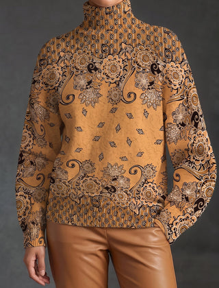 Caramel Paisley Turtleneck