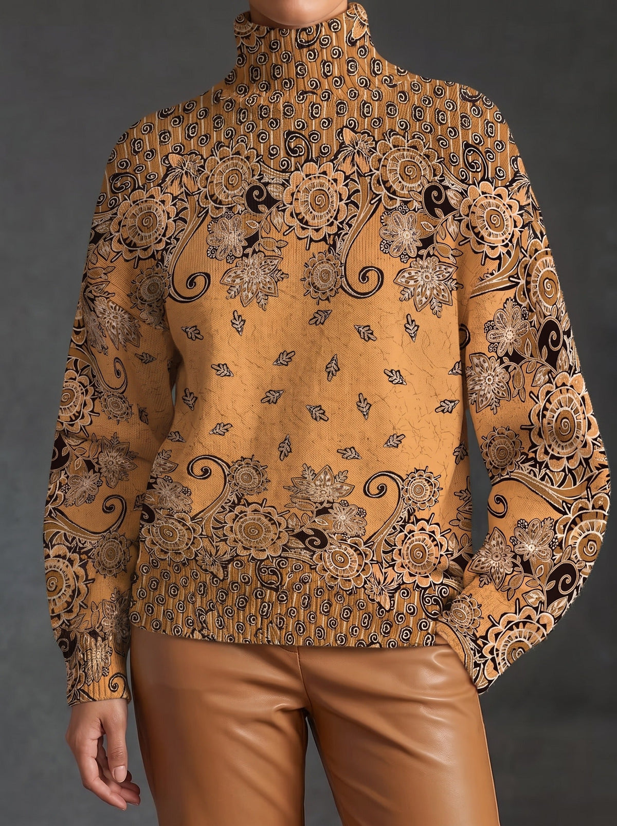 Caramel Paisley Turtleneck