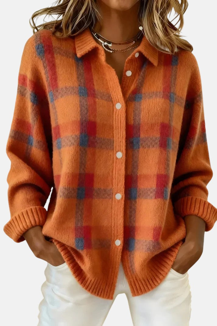 Elegant Plaid Cardigan