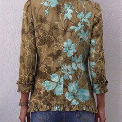 Boho Gradient Vintage Floral Ruffle Jacket
