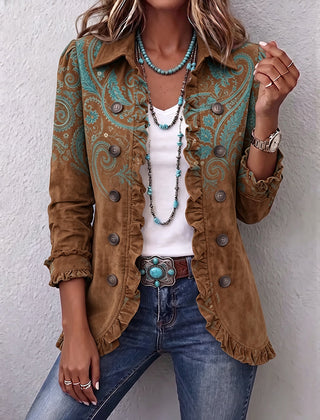 Paisley Print Ruffle Jacket