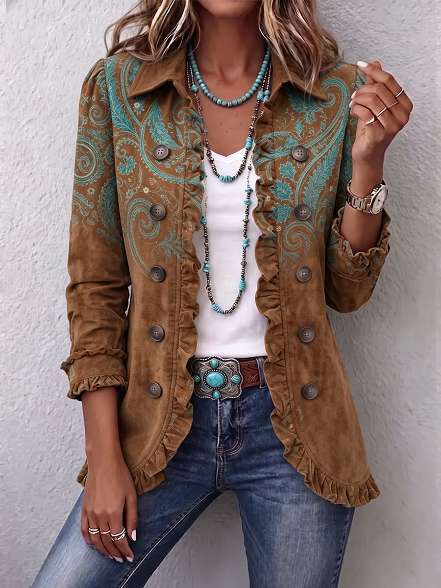 Paisley Print Ruffle Jacket