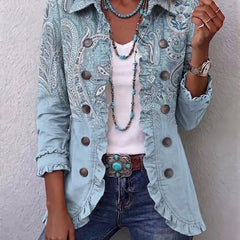 Vintage Paisley Print Ruffled Jacket