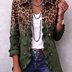Leopard Ombre Ruffle Blazer Jacket
