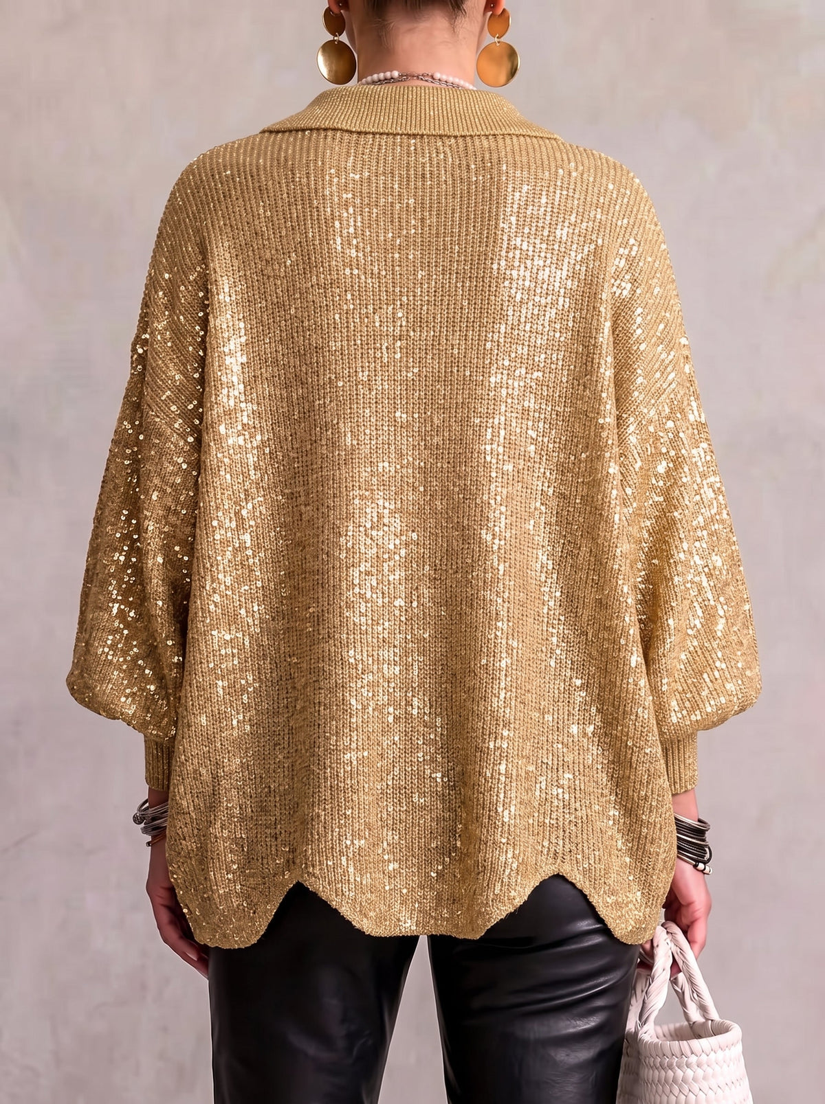 Oversized Collared Button Cardigan
