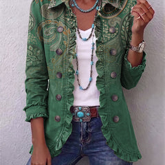 Bohemian Paisley Print Ruffled Jacket
