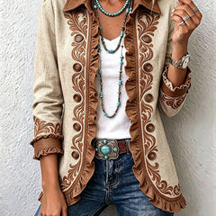 Vintage Bohemian Floral Ruffled Jacket