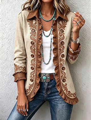 Vintage Bohemian Floral Ruffled Jacket