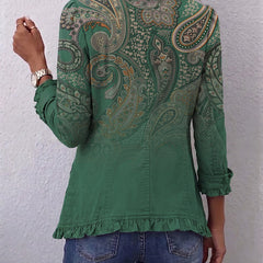 Bohemian Paisley Print Ruffled Jacket